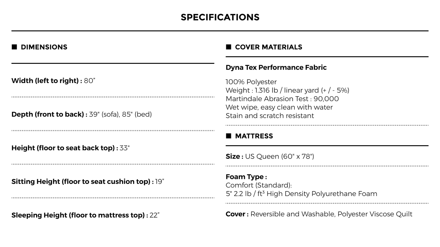 ANN Italian Made Queen Size Sofa Bed