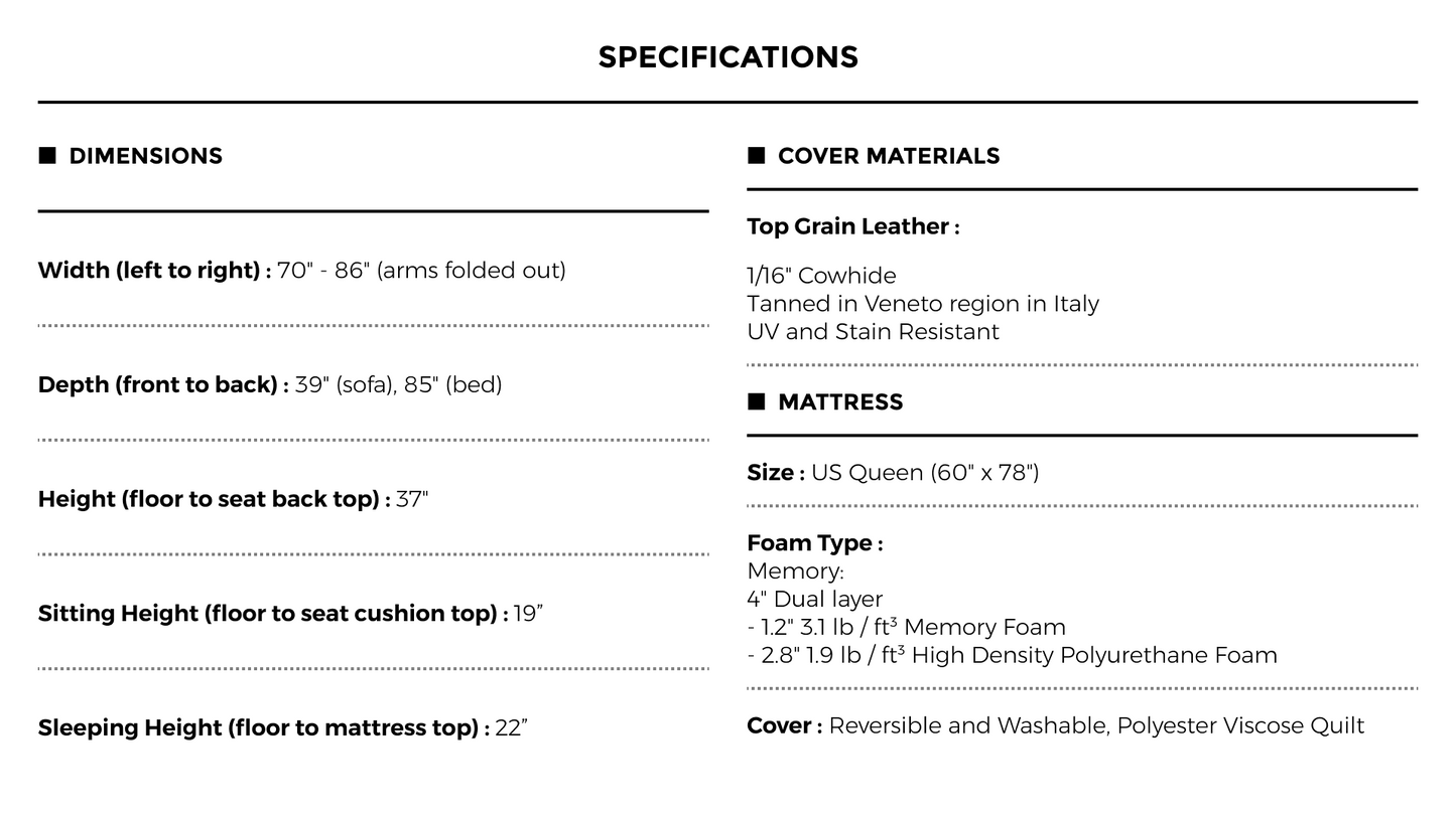 SALLY Made In Italy Queen Size Sofa Bed