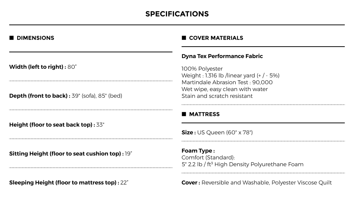 AVA Made In Italy Queen Size Sofa Bed