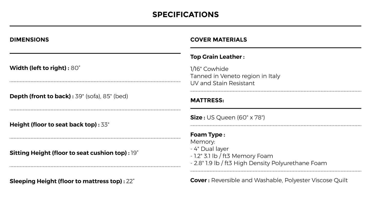 AVA Made In Italy Queen Size Sofa Bed