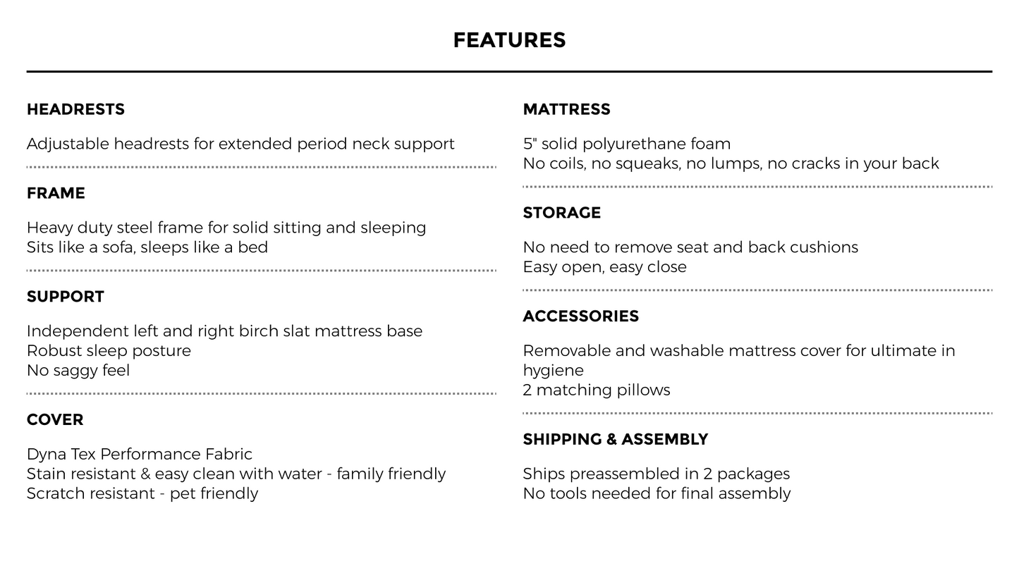 BILLIE Made In Italy Queen Size Sofa Bed