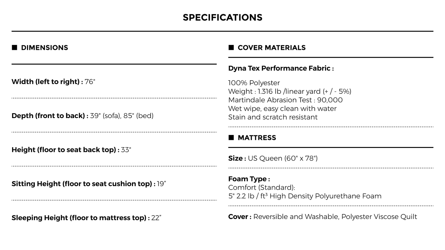 CRISTY Italian Made Queen Size Sofa Bed