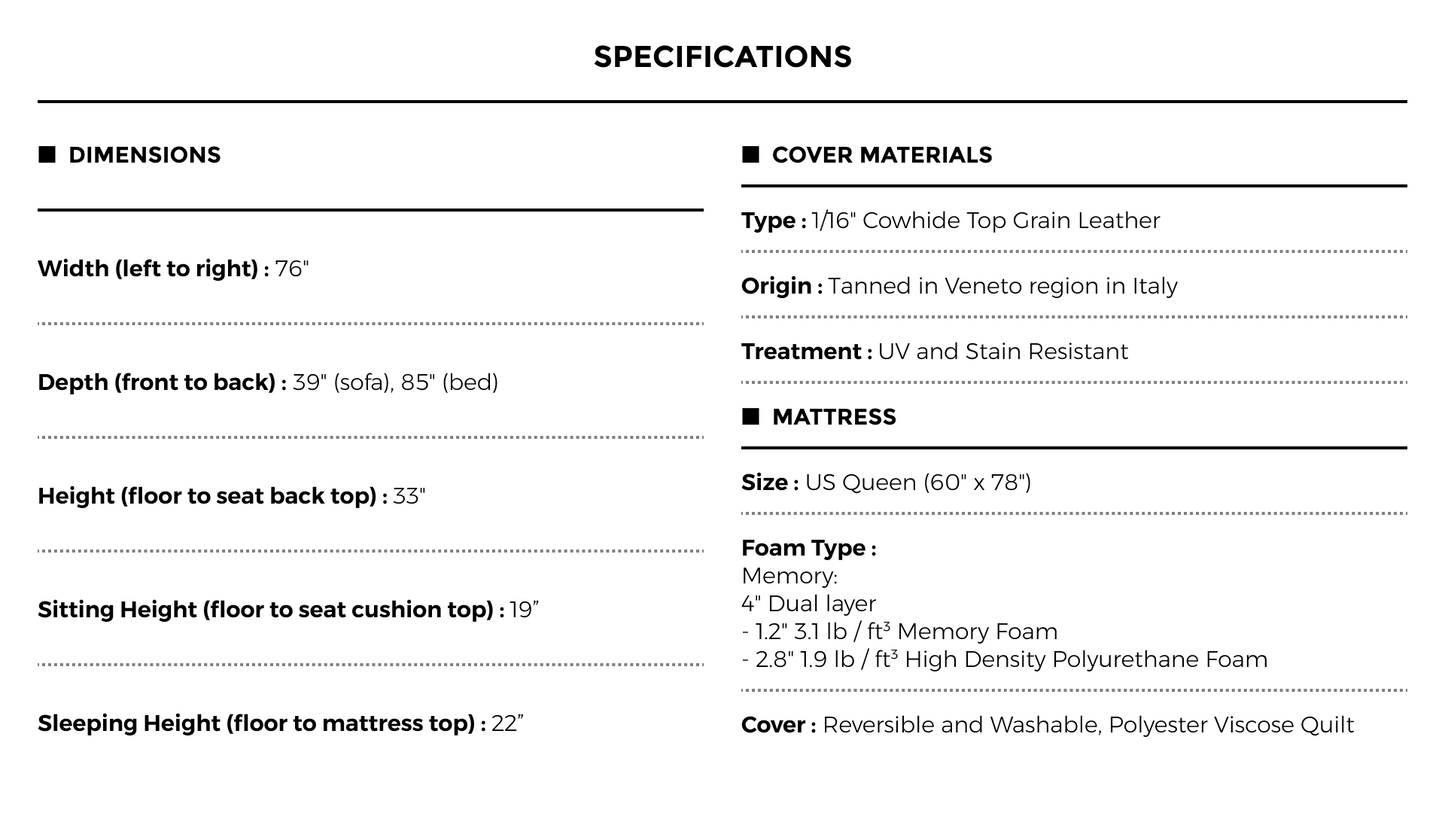 CRISTY Italian Made Queen Size Sofa Bed