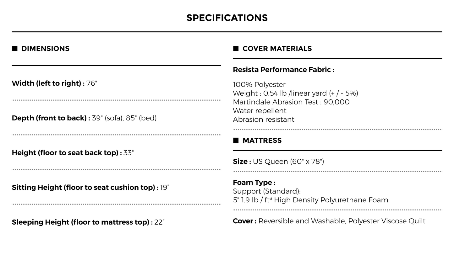 KIRBY Made in Italy Queen Size Sofa Bed