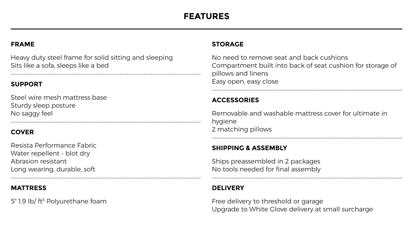 KIRBY Made in Italy Queen Size Sofa Bed