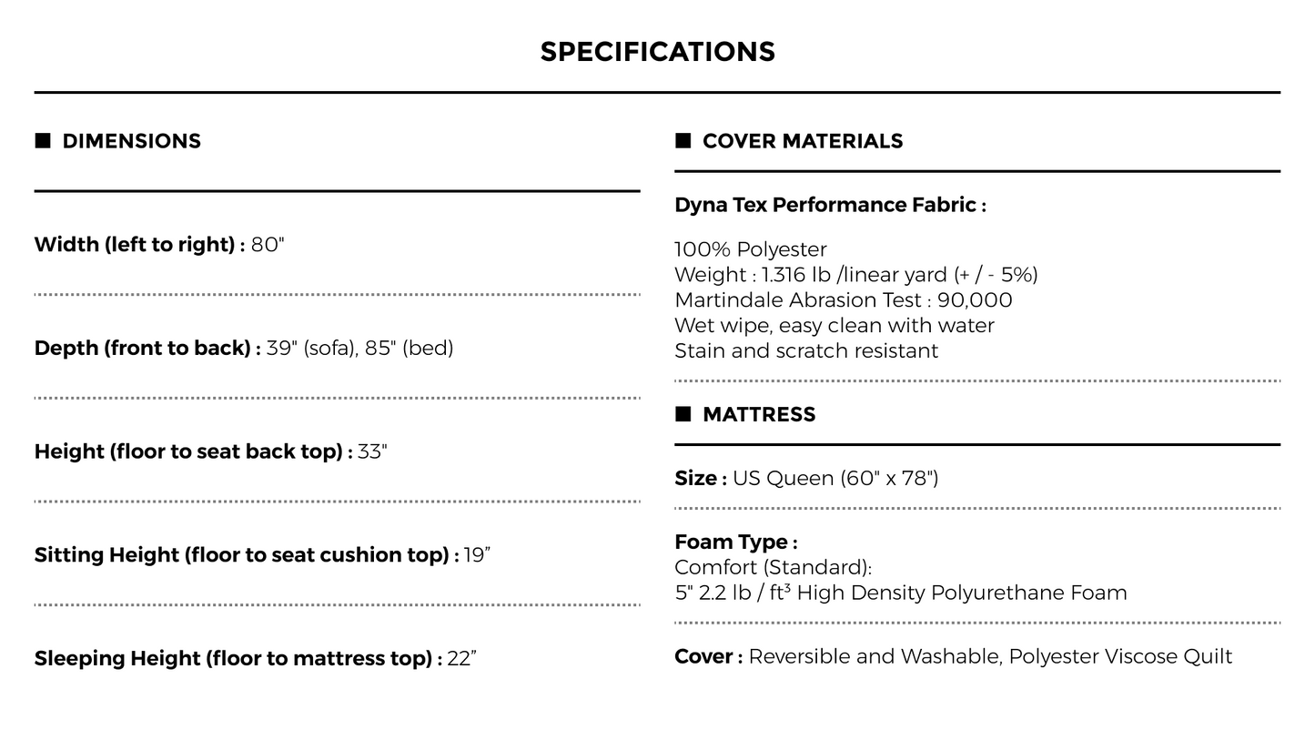 MARY Italian Made Queen Size Sofa Bed