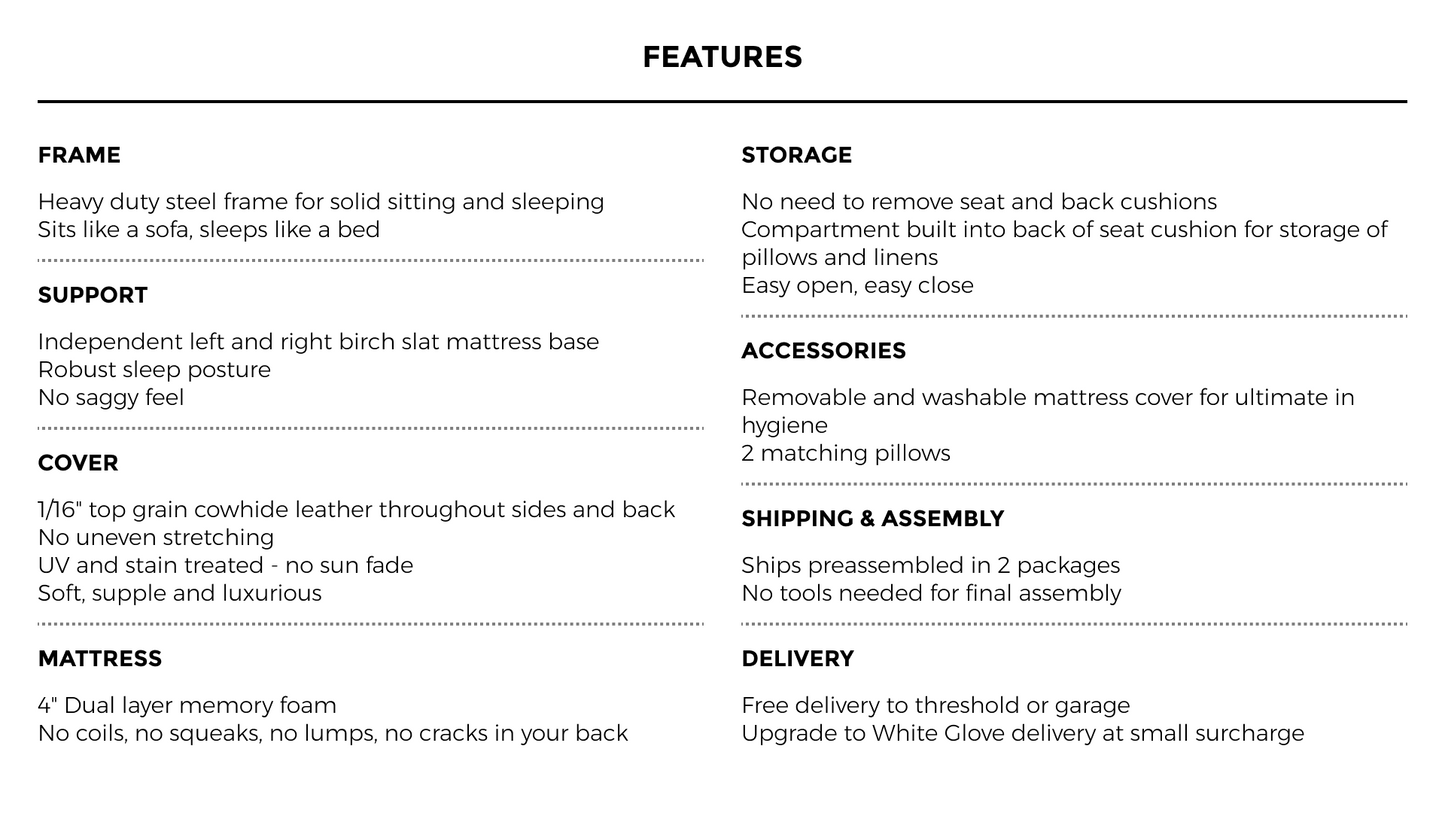 MARY Italian Made Queen Size Sofa Bed