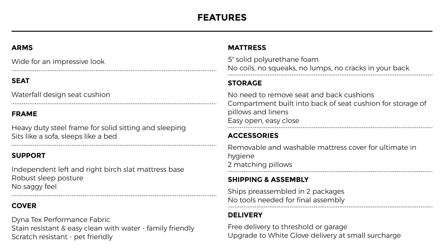 MONA Italian Made Queen Size Sofa Bed