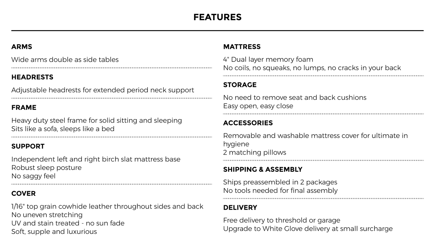 MONTY Italian Made Queen Size Sofa Bed