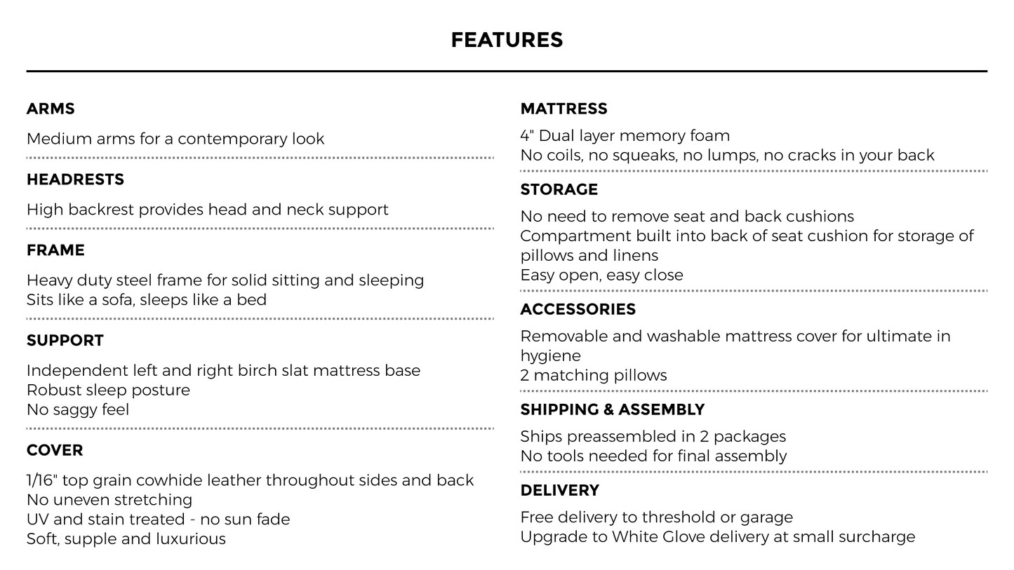 MURIEL Italian Made Queen Size Sofa Bed