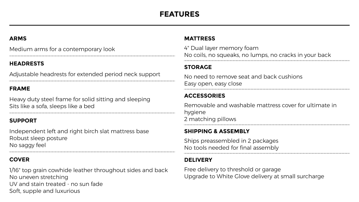 PORCIA Made In Italy Queen Size Sofa Bed