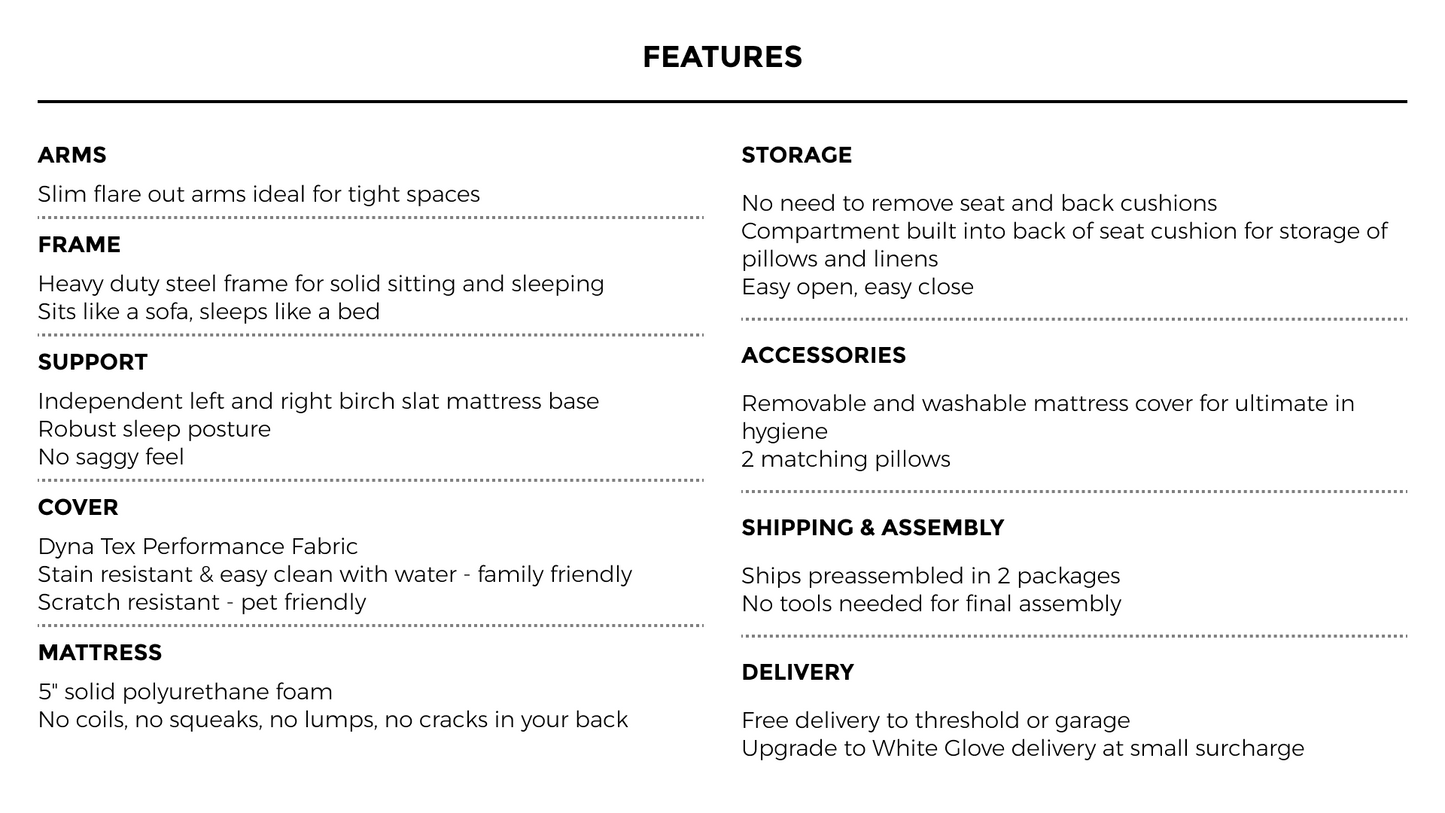 SARAH Made In Italy Queen Size Sofa Bed