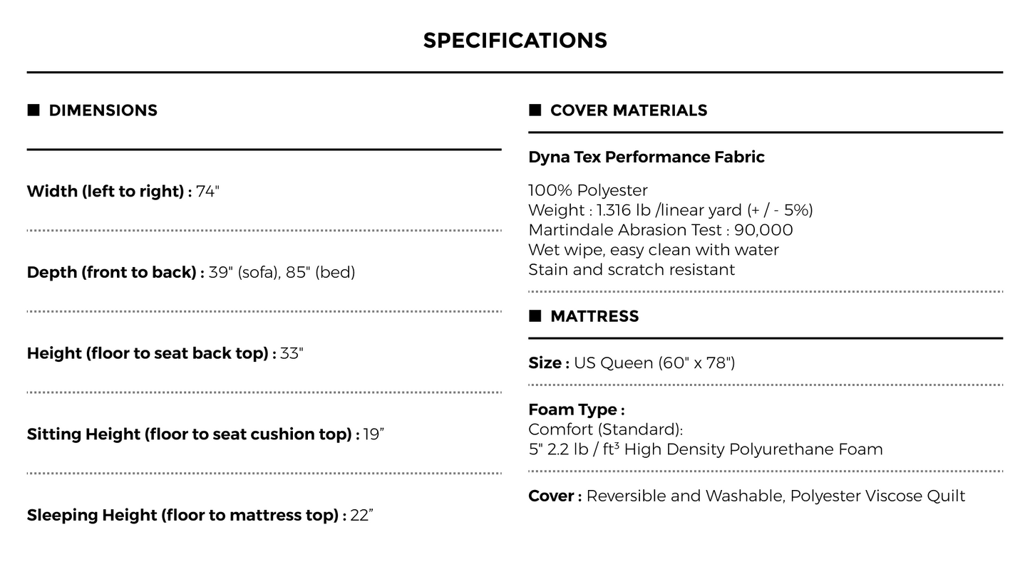 SARAH Made In Italy Queen Size Sofa Bed