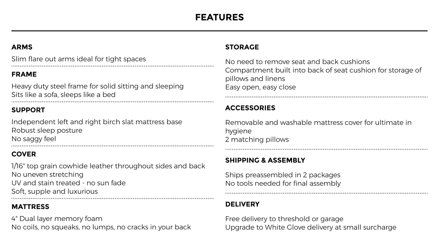 SARAH Made In Italy Queen Size Sofa Bed